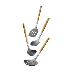 Lamart WOOD LT3900 – 4 delni komplet kuhinjskega pribora z lesenimi ročaji