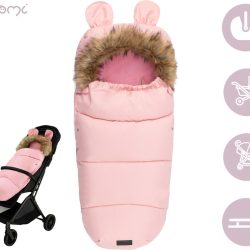 MoMi COZY spalna vreča, izolacijska, vodoodporna, zaščitna, univerzalna oblika, snemljivo krzno, zadrga, luknje za pas, 95x45cm, roza