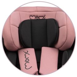 MoMi URSO otroški avtosedež, ISOFIX, TOP TETHER, 360° rotacija, nastavljiva višina, nastavljiv naklon, mehko oblazinjenje, širok sedež, mrežasta tkanina, za otroke 40-150cm, 60x55x47.5-44cm, črno-roza