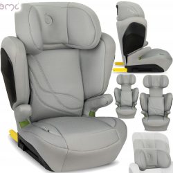 MoMi MEI otroški avtosedež, ISOFIX, nastavljiva višina, mehko oblazinjenje, širok sedež, mrežasta tkanina, za otroke 100-150cm, 84-63.5x51x49cm, siv
