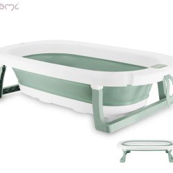 MoMi NATA otroška banjica / kad, zložljiva, držalo za tuš glavo, varna, zelena