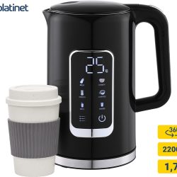 PLATINET PEKR723 grelnik vode, 1.7L, 2200W, digitalni zaslon, 5 stopenj, funkcija Keep Warm, varnostne zaščite, samodejni izklop, 360° podstavek, +GRATIS skodelica, črn