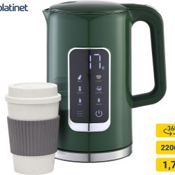 PLATINET PEKR723 grelnik vode, 1.7L, 2200W, digitalni zaslon, 5 stopenj, funkcija Keep Warm, varnostne zaščite, samodejni izklop, 360° podstavek, +GRATIS skodelica, zelen