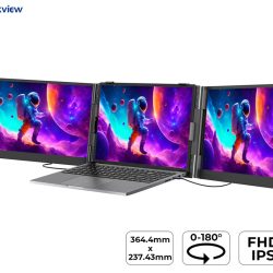 Blackview DCM8 dvojni zaslon / monitor za prenosnik, 39cm (15.3"), Full HD, 60Hz, IPS, 300nit, 100% sRGB, HDMI / USB-C, univerzalna združljivost, 180° nastavljiv kot, Quick-Fit montaža, Low Blue Light